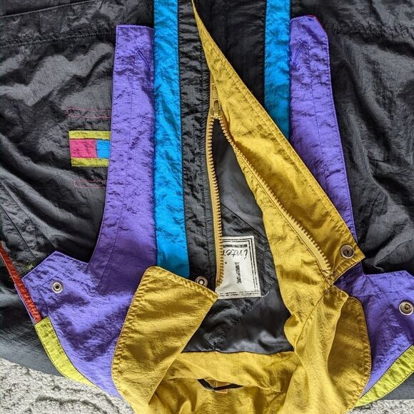 Vintage 80S 90s oversized casual isle black purple Small - Picture 11 of 12